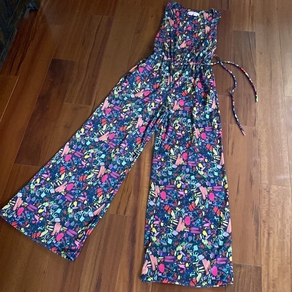 Anthropologie Mia Christopher black colorful art jumpsuit - Picture 2 of 6